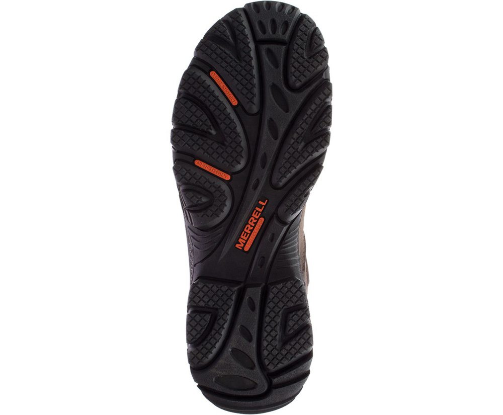 Kozaki Merrell Męskie Brązowe - Strongfield Skórzane Pull On Waterproof Comp Toe - 741095-CIA